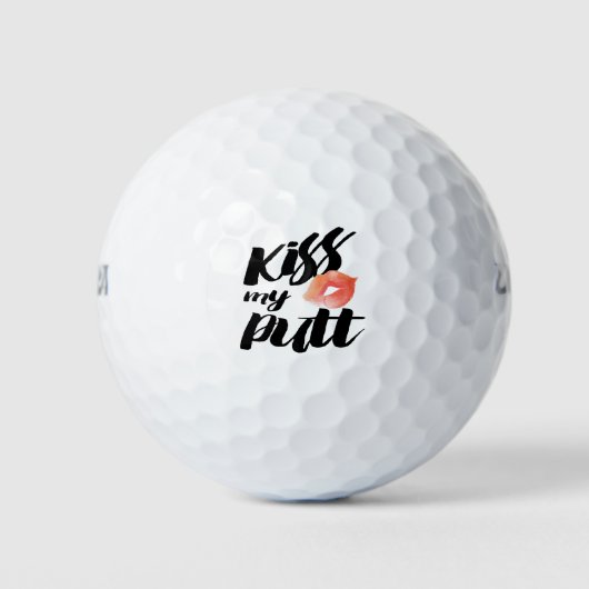 Golfer Funny Kiss My Putt Golfballen (Voorkant)