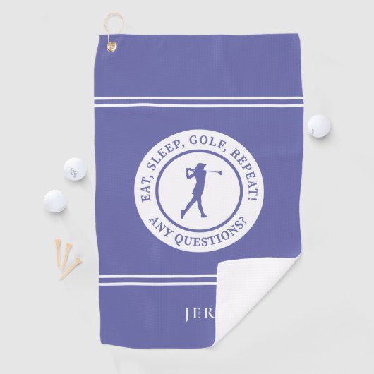 Golfer Funny Modern Monogrammed voor haar Golfhanddoek (Insitu)