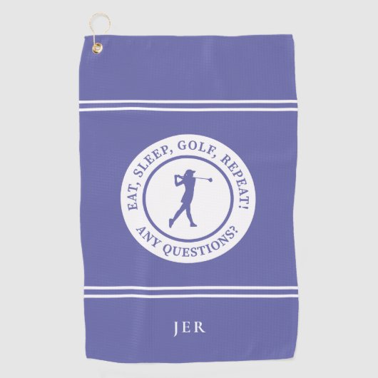 Golfer Funny Modern Monogrammed voor haar Golfhanddoek (Voorkant)