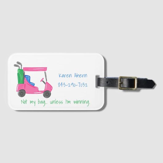 Golfer Funny Preppy Golf Cart Custom  Bagagelabel (Voorkant (horizontaal))