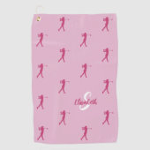 Golfer Geborduurde Naam Pro Sportuitrusting Roze Golfhanddoek (Voorkant)