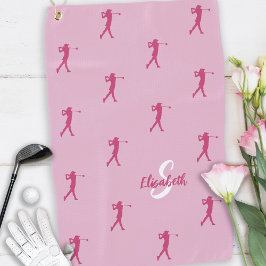 Golfer Geborduurde Naam Pro Sportuitrusting Roze Golfhanddoek