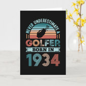 Golfer geboren in 1934 Golfing 90th Birthday Gift  Kaart (Gele Bloem)