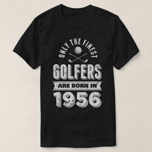 Golfer geboren in 1956 65e verjaardag golfcadeau t-shirt (Design voorkant)
