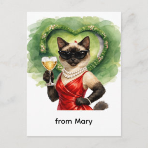 Golfer Gelukkige Valentijnsdag – Glam Siamese Kat Feestdagenkaart