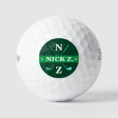 Golfer Gepersonaliseerd 2-initialen Gras Groen Golfballen (Voorkant)