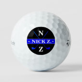 Golfer gepersonaliseerd 2-initialen Logo blauw Golfballen (Voorkant)