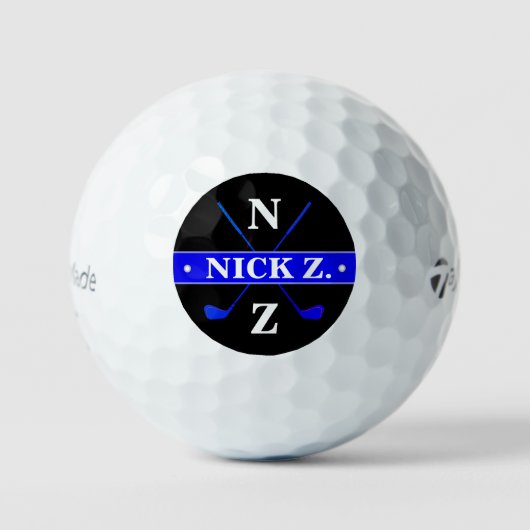 Golfer gepersonaliseerd 2-initialen Logo blauw Golfballen (Voorkant)