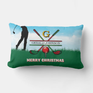 Golfer Gepersonaliseerd kerstmonogram ontwerp Kussen