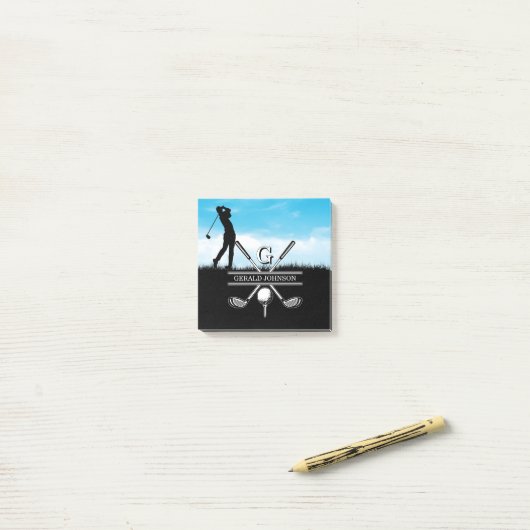 Golfer Gepersonaliseerd monogram ontwerp Post-it® Notes (Op bureau)
