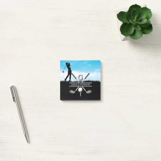 Golfer Gepersonaliseerd monogram ontwerp Post-it® Notes (Kantoor)