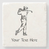 Golfer gepersonaliseerd stenen onderzetter (Voorkant)