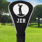 Golfer Gepersonaliseerde Monogram Initialen Zwart  Golfheadcover