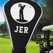 Golfer Gepersonaliseerde Monogram Initialen Zwart  Golfheadcover