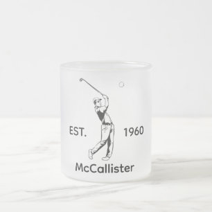 Golfer Gepersonaliseerde naam en jaar  Matglas Koffiemok