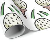 Golfer Gift - Oversized golfballen op gouden T - s Cadeaupapier (Rol Hoek)