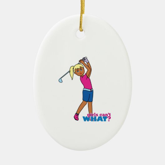Golfer-girl 3 keramisch ornament (Voorkant)