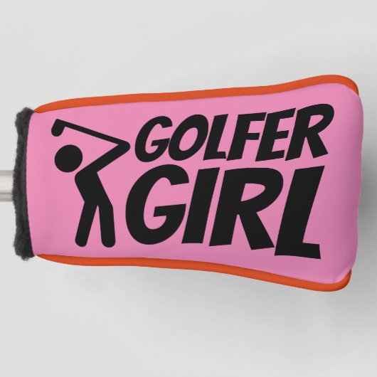 GOLFER GIRL PINK PUTTER GOLF HEAD HOESJE GOLFHEADCOVER (Voorkant)