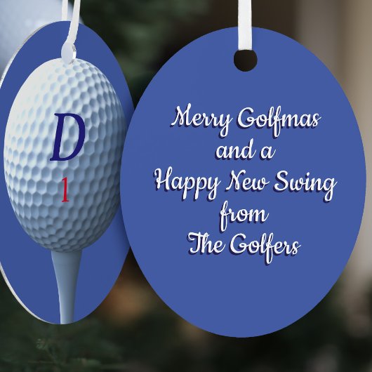 Golfer Golf Ball Moderne Merry Golfmas Gepersonali Metalen Ornament
