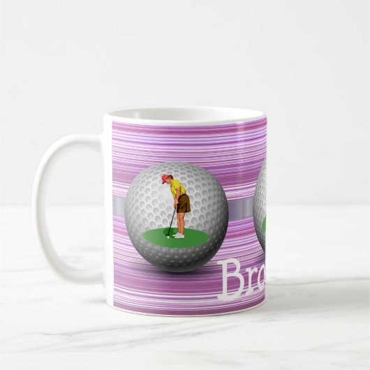 Golfer Golf Balls Stripe Mok (Links)