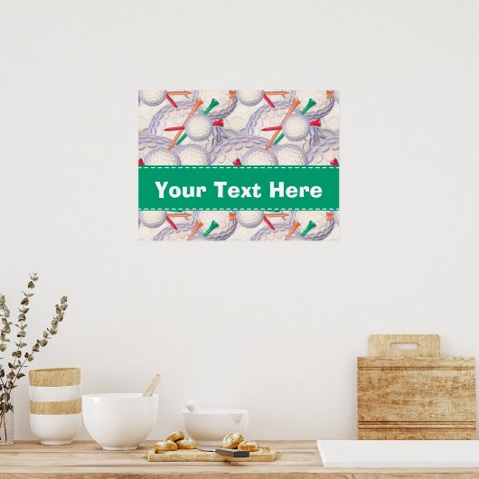 Golfer; Golf Balls & T - shirts Pattern Poster (Keuken)