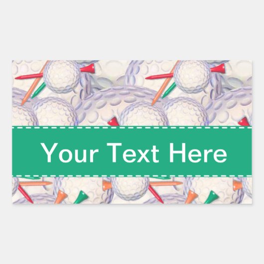Golfer; Golf Balls & T - shirts Pattern Rechthoekige Sticker (Voorkant)
