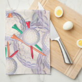 Golfer; Golf Balls & T - shirts Pattern Theedoek (Quarter Fold)