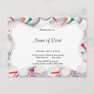 Golfer; Golf Balls & T - shirts Pattern Uitnodiging Briefkaart