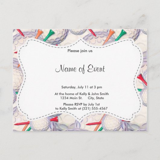 Golfer; Golf Balls & T - shirts Pattern Uitnodiging Briefkaart (Voorkant)