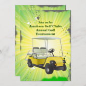 Golfer Golf Cart Golfing Tournament Invitation Kaart (Voorkant / Achterkant)