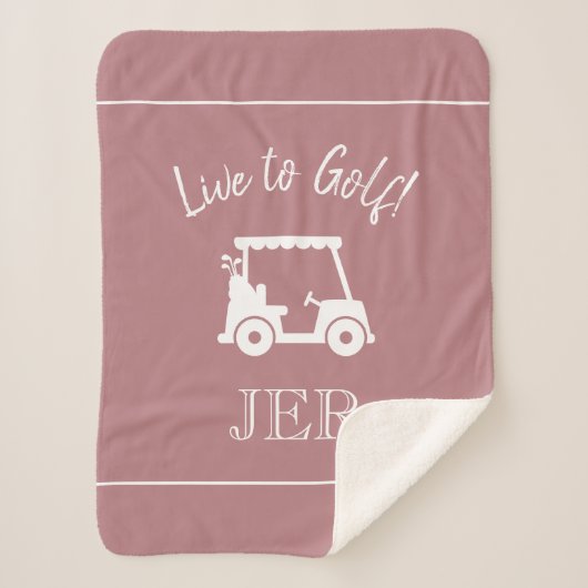 Golfer Golf Cart Monogram Initialen Dusty Roos Roz Sherpa Deken (Voorkant)