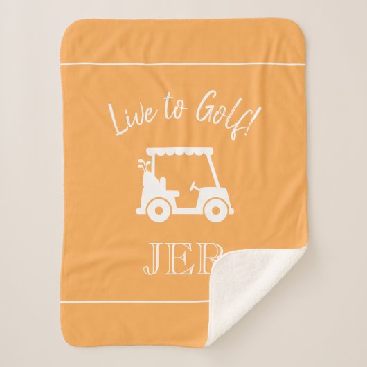 Golfer Golf Cart Monogram Initialen Oranje Geel Sherpa Deken (Voorkant)