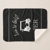 Golfer Golf Cart Monogrammed Initialen Black White Sherpa Deken (Voorkant (horizontaal))