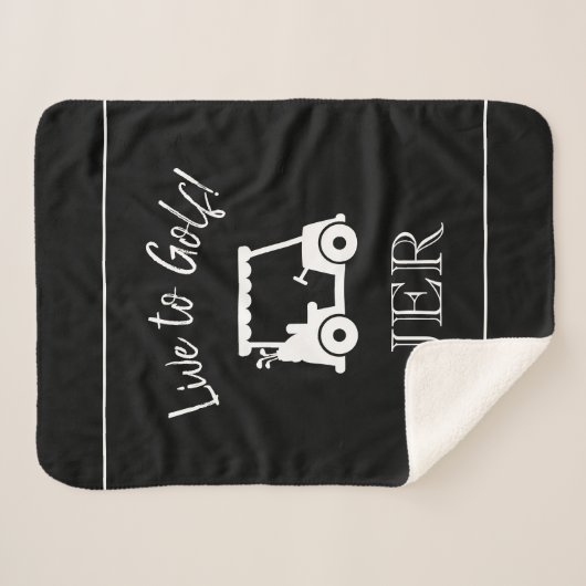 Golfer Golf Cart Monogrammed Initialen Black White Sherpa Deken (Voorkant (horizontaal))