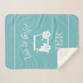 Golfer Golf Cart Monogrammed Initialen Blue Green Sherpa Deken (Voorkant (horizontaal))