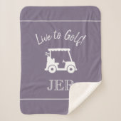 Golfer Golf Cart Monogrammed Initialen Chic Paars Sherpa Deken (Voorkant)