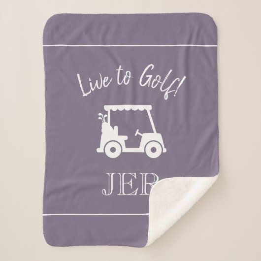 Golfer Golf Cart Monogrammed Initialen Chic Paars Sherpa Deken (Voorkant)