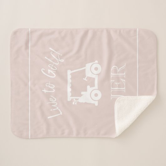 Golfer Golf Cart Monogrammed Initialen Chic Pink Sherpa Deken (Voorkant (horizontaal))