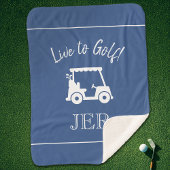 Golfer Golf Cart Monogrammed Initialen Classic Blu Sherpa Deken