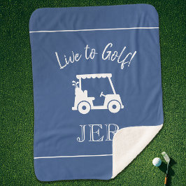 Golfer Golf Cart Monogrammed Initialen Classic Blu Sherpa Deken