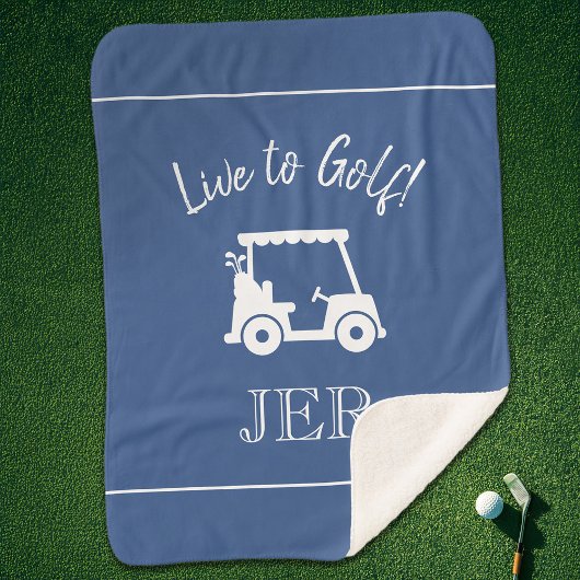 Golfer Golf Cart Monogrammed Initialen Classic Blu Sherpa Deken