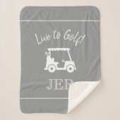 Golfer Golf Cart Monogrammed Initialen Gray White Sherpa Deken (Voorkant)