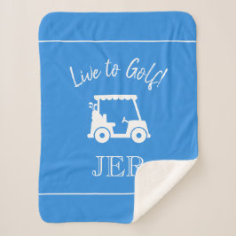 Golfer Golf Cart Monogrammed Initialen Light Blue Sherpa Deken