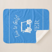 Golfer Golf Cart Monogrammed Initialen Light Blue Sherpa Deken (Voorkant (horizontaal))