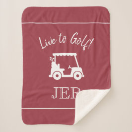 Golfer Golf Cart Monogrammed Initialen Sport Red Sherpa Deken