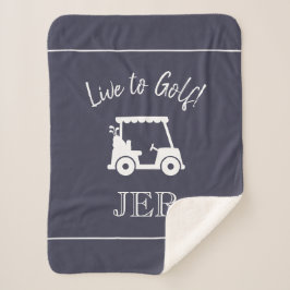 Golfer Golf Cart Monogrammed Initialen Sports Blue Sherpa Deken