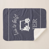 Golfer Golf Cart Monogrammed Initialen Sports Blue Sherpa Deken (Voorkant (horizontaal))