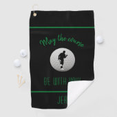 Golfer Golf Course Black Funny Modern Monogrammed Golfhanddoek (Insitu)