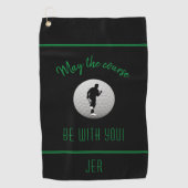 Golfer Golf Course Black Funny Modern Monogrammed Golfhanddoek (Voorkant)