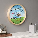 Golfer Golf Course Cart Name T-shirt Time<br><div class="desc">Een unieke golfsklok van een golfgeliefde — smaakvol gedaan — klaar om de cursus te volgen — schilderachtig — kar en clubs — en personaliseer je zoals je wilt in een stijlvol houten lijst. Dit is een geweldig cadeau voor alle heren golfgeliefden — leuk, aantrekkelijk of uniek. Als u ontwerpvragen...</div>
